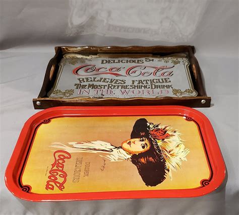 Coca Cola Trays 2 Trays Coke Trays Coke Mirrored Tray Coke Etsy Uk