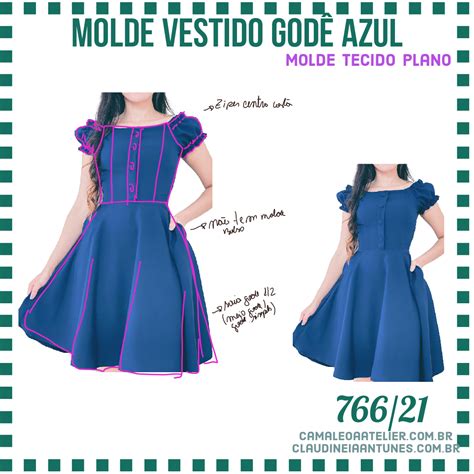 Molde Vestido Gode Azul Camaleoa Atelier De Costura