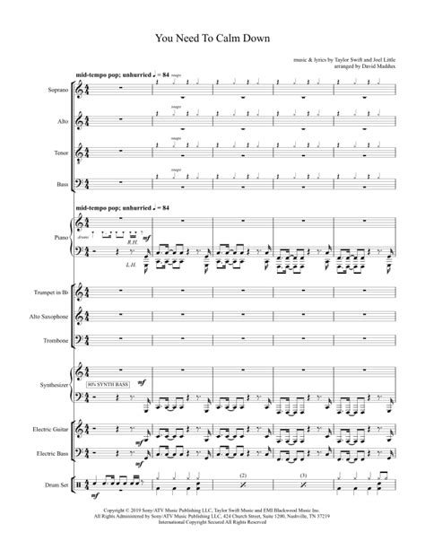 You Need To Calm Down Arr David Maddux By Taylor Swift Sheet Music