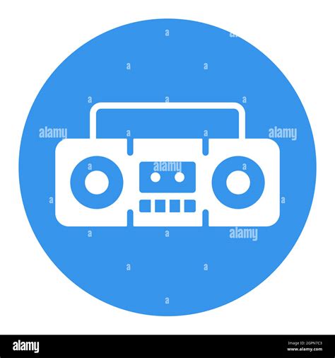 Boombox Cassette Stereo Recorder Vector White Glyph Icon Stock Vector