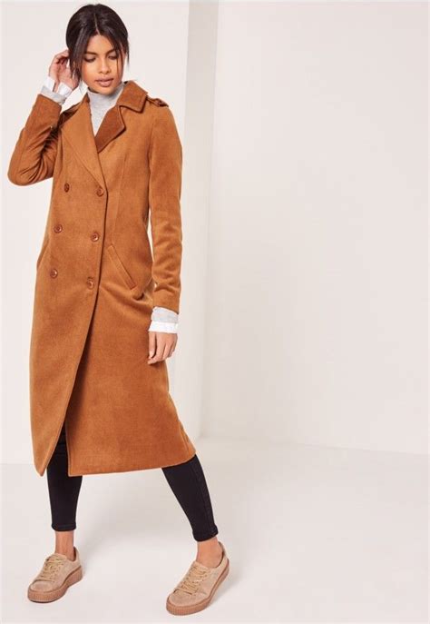 Premium Military Faux Wool Maxi Coat Tan Missguided Wool Maxi Coat