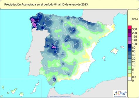 Resumen De La Evolución De Las Precipitaciones En España Del 04 De Enero Al 10 De Enero De