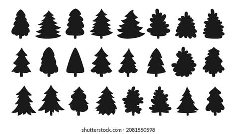 Christmas Tree Black Silhouette Set New Stock Vector (Royalty Free ...