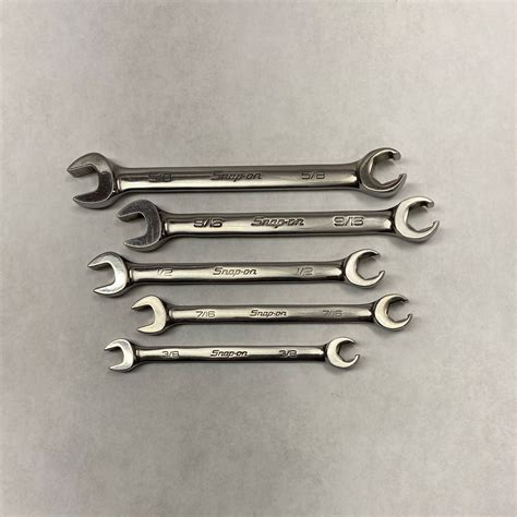 Snap On 5 Pc 6 Point SAE Open End Flare Nut Wrench Set 3 8 5 8