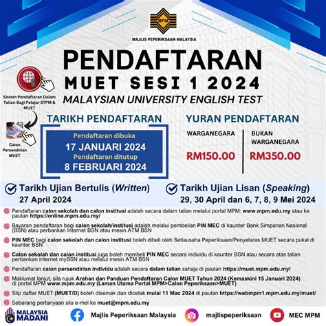 Pendaftaran Muet Sesi 1 Tahun 2024 Portal Rasmi Majlis Peperiksaan