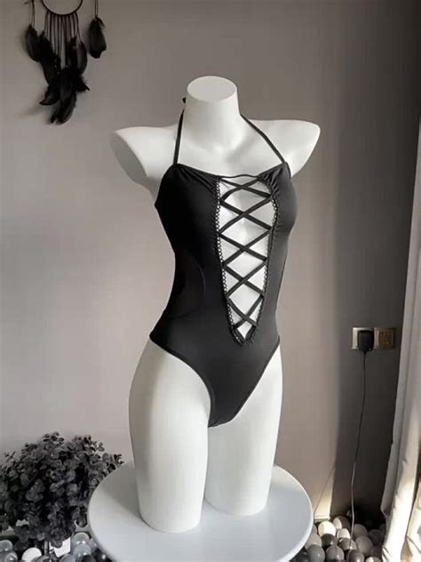 Lin Linting Sexy Lingerie Sexy Cross Cutout Topless Tied Jumpsuit Bed Passion Free Suit