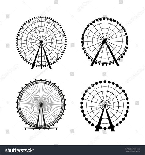 Ferris Wheel Amusement Park Vector Silhouette Stock Vector Royalty