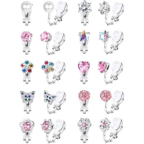 10 Paires Boucles D Oreilles Clip Pour Femmes Fille Enfant Mignon