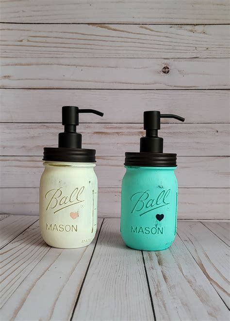 Painted Distressed Mason Jar Soaplotion Dispenser Rustic Etsy