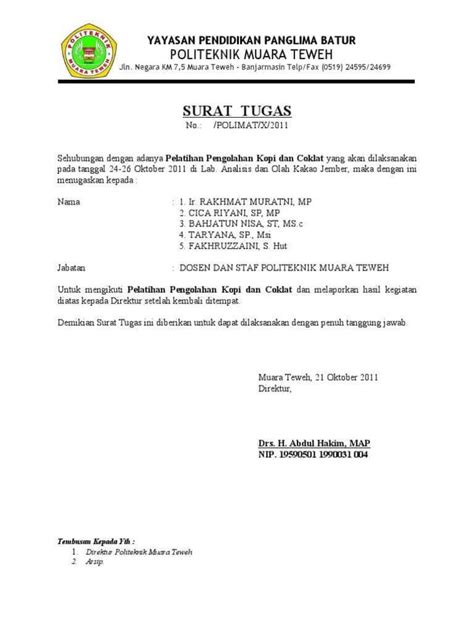 20 Contoh Surat Tugas Lengkap Terbaru Kop Surat Sekolah Swasta Surat