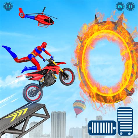 Bike Stunt Superhero Mega Ramp Biker Games Real Motor Bike Racing