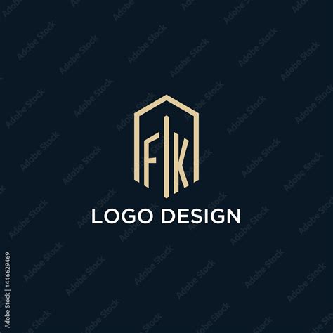 Fk Initial Monogram Logo With Hexagonal Shape Style Real Estate Logo