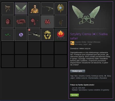 KOSA Sztylety Cienia Siatka Safari CS GO knife Otmuchów Kup teraz