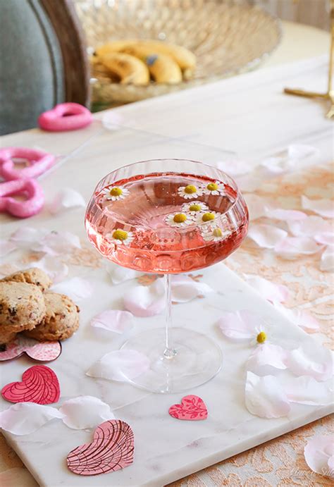 Easy Valentines Day Drink Flowers And Champagne Cocktail