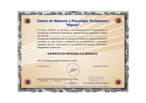 Curso Experto en Hipnosis Fulminante Escuela Hipnosis Terapéutica