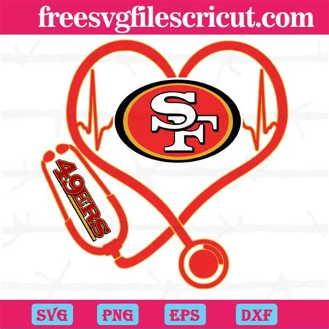 San Francisco 49Ers Heart Stethoscope Svg Png Dxf Eps Digital Files