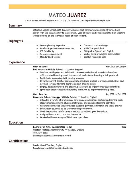 Sample Resumes for Teachers | Sample Resumes