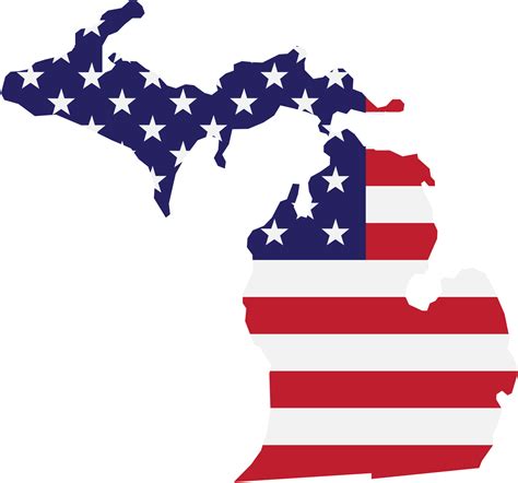 Outline Drawing Of Michigan State Map On Usa Flag Png