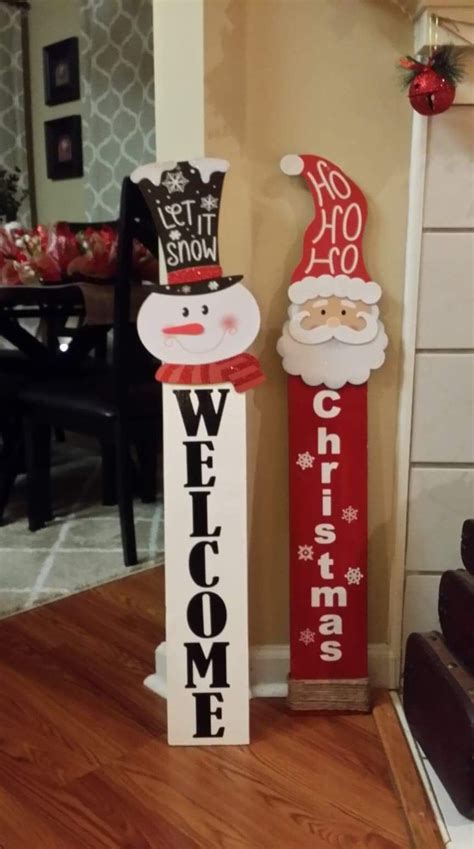 Dollar Tree Diy Snowman And Santa Porch Sign Christmas Crafts Diy