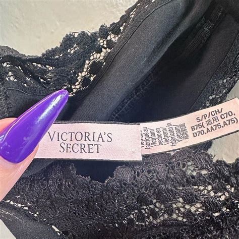 Victorias Secret Black Lace Bralette With Gold Script Front Closure