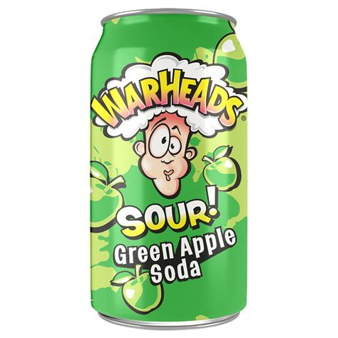 Warheads Sour Green Apple Soda 355ml Unit Count 12 American Candy N