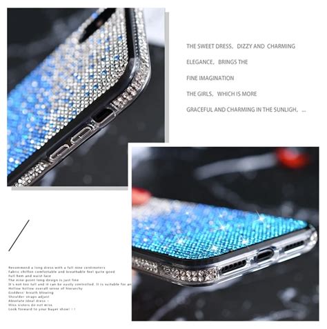 Luxury Gradient Color Glitter Bling Crystal Rhinestone Diamond Phone Case Cover For Iphone Xs