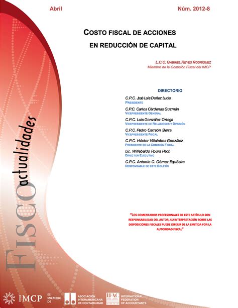 Ccpm Costo Fiscal De Acciones En Reduccion De Capital Gestion