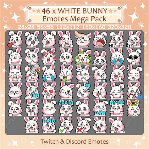 White Bunny Emotes X 46 For Twitch Discord Emote White Rabbit Twitch