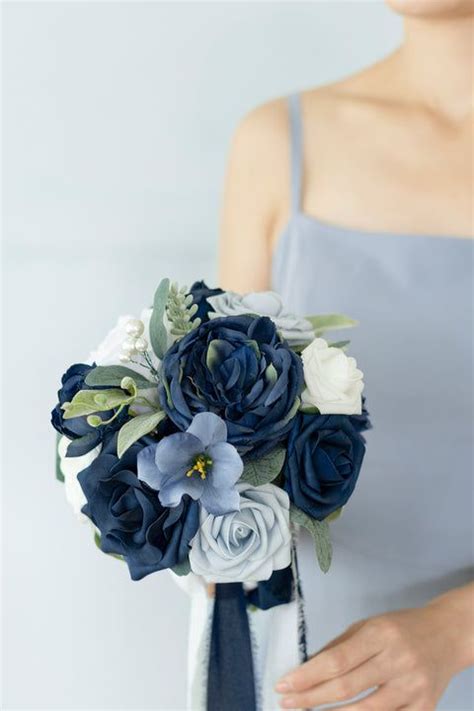 Maid Of Honor And Bridesmaid Bouquets In Romantic Dusty Blue Bridesmaid