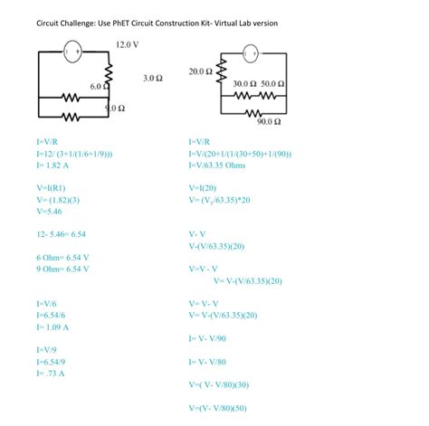 Phet Circuit Lab Answer Sheet