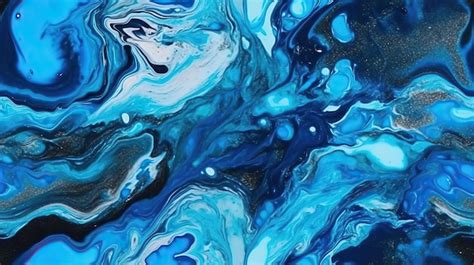 Premium AI Image | A blue and white abstract painting with a black ...