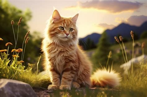 Premium Photo Cute Furry Cat Outdoors