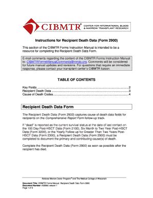 Fillable Online Cibmtr Form Center For International Blood And