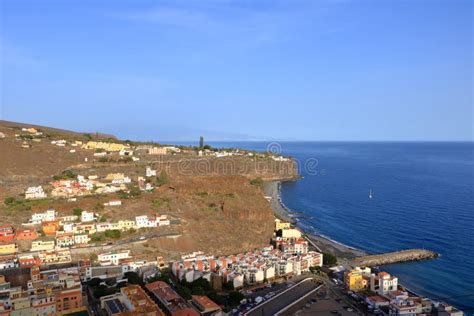 Aerial View To The Village Playa De Santiago La Gomera Canary Islands