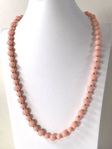 Vintage Salmon Coral Plastic Beaded Necklace 24 Costume Jewelry Estate