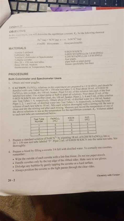 Solved Labquest Chemical Equilibrium Finding A Constant Chegg