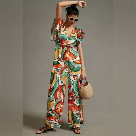 FARM Rio Pants Jumpsuits Anthropologie Rufflesleeve Linen