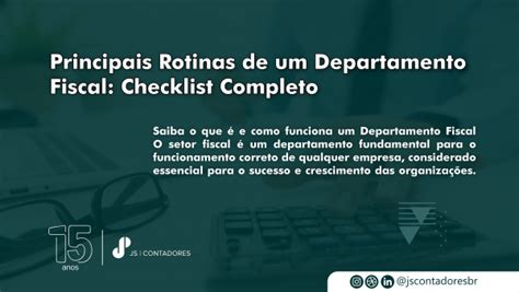 Principais Rotinas De Um Departamento Fiscal Checklist Completo JS