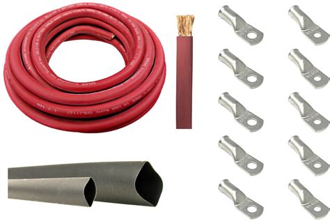 2 0 Gauge 25 Feet Red Welding Battery Pure Copper Flexible Cable 5pcs