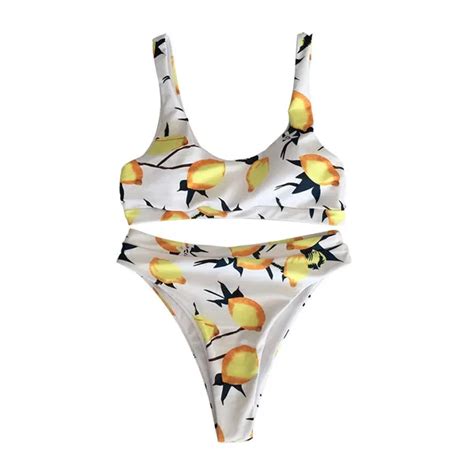 Summer Fruit Lemon Bikini Set Refreshing Sweet Sour Lemon Print