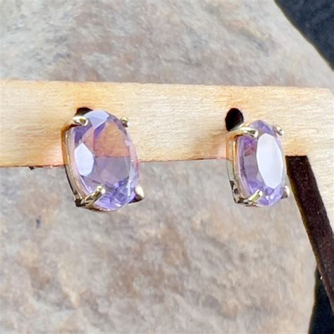 Ct Gold Oval Cut Amethyst Stud Earrings