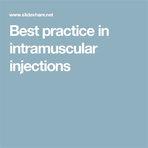 Best practice in intramuscular injections | Injections, Android ...