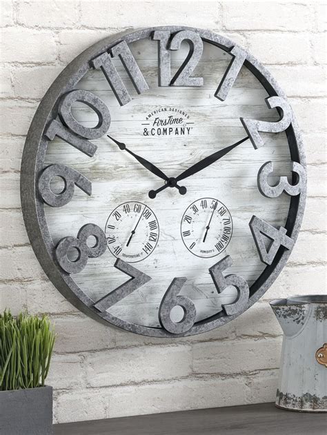 FirsTime Co Shiplap Farmhouse Outdoor Wall Clock American Crafted