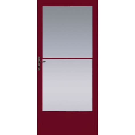 Pella 36 In X 81 In Cranberry Mid View Retractable Screen Aluminum Storm Door With Handle