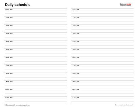 Free Daily Schedules In PDF Format 30 Templates Schedule Printable