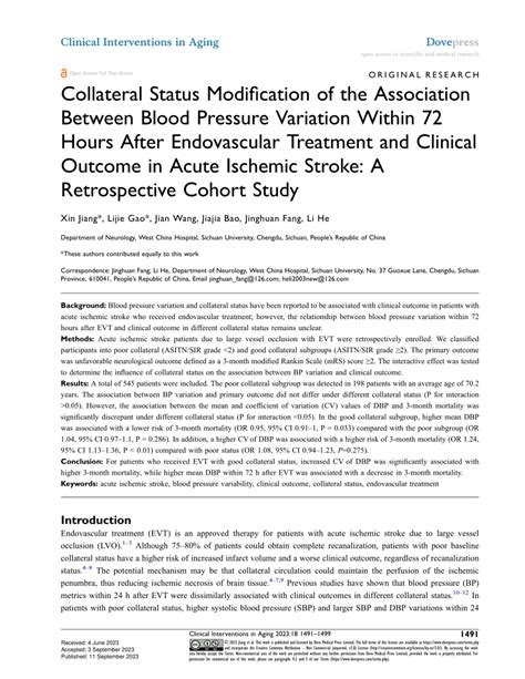 PDF Collateral Status Modification Of The Association Between Blood