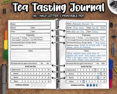 Tea Journal, Tea Tasting Journal, Tea Organizer, Tea Accessories, Gift ...