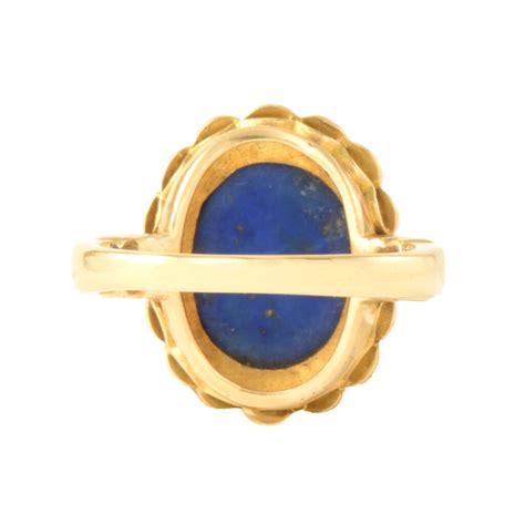 Victorian 18k Gold Lapis Lazuli Pearl Ring Ejay Antiques