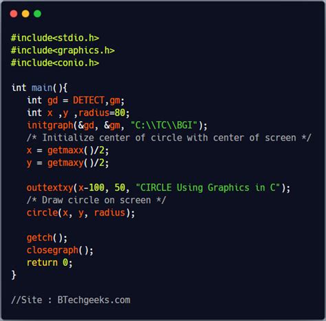 C Program To Draw A Circle Using C Graphics BTech Geeks