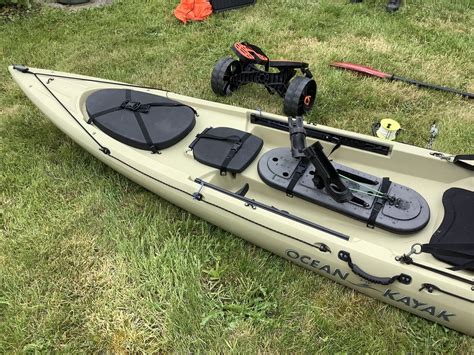 Ocean Kayak Trident Fishing Kayak With C Tug Trolley Carbon Paddle